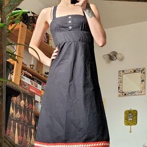 Sonia Rykiel crochet cherry trim black pinafore dress - size 36